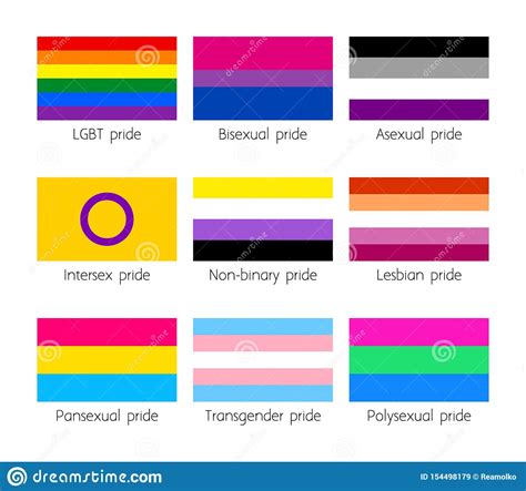 sexual identity lgbt flags set stock vector illustration of lgbt