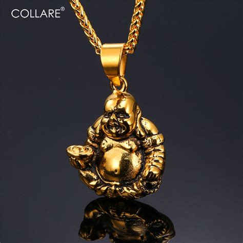 collare buddha necklaces and pendants stainless steel gold color