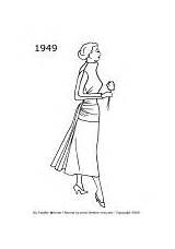 1949 Fashion Silhouettes Era History 1953 Drawings sketch template