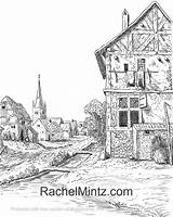 Grayscale Coloring Landscapes Rusty Rural sketch template
