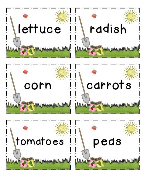 printable garden labels  plants printable word searches