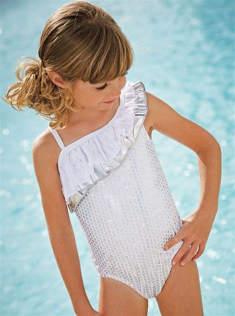 cwdkids sequin ruffle swim suit girl fashion kids swimwear