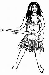 Coloring Guitar Girl Pages Hula Play sketch template