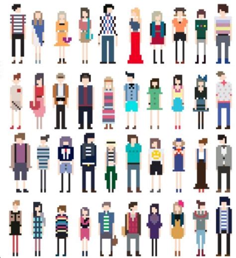 vector fashion pixel people collection  titanui