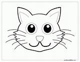 Cat Face Coloring Pages Printable Hat Kitten Animal Outline Ears Drawing Faces Easy Clipart Dog Template Print Head Color Elephant sketch template