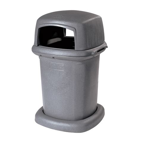 toter outdoor trash   gallon graystone plastic trash   lid  lowescom