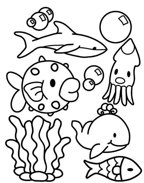 cute sea animal babies coloring page  printable coloring