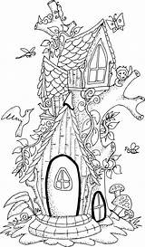Fairy House Tree Coloring Pages Adult Houses Colouring Drawing Book Drawings Illustration 123rf Template Boyama Choose Board sketch template