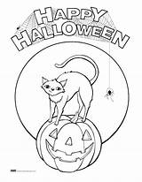 Halloween Coloring Pages Happy Printable Kids Pumpkin Cat Print Color Precious Moments Drawing Cats Games Pearl Necklace Drawings Getcolorings Fall sketch template