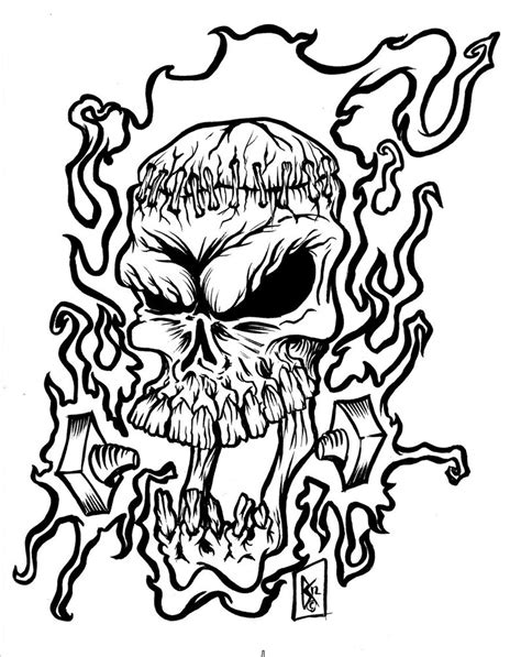 flaming skull coloring pages coloring pages