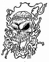 Skulls Flaming Drawings Skull Coloring Pages Drawing Flames Cliparts Template Clipart Hand Library Favorites Add sketch template