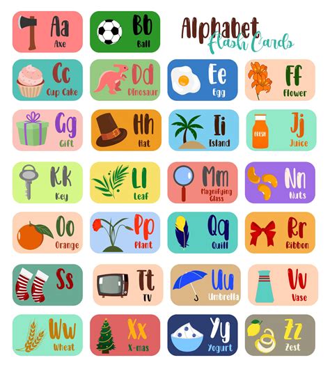 printable alphabet cards  pictures printable cards