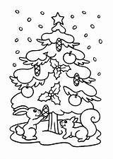 Coloring Tree Christmas Pages Printable Chrismas Snow Holidays sketch template