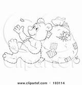 Sack Leaning Outline Bear Against Coloring Royalty Clipart Feather Floating Watching Illustration Bannykh Alex Rf 2021 sketch template