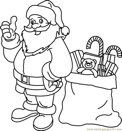 santa   gift bag coloring page  santa claus coloring pages