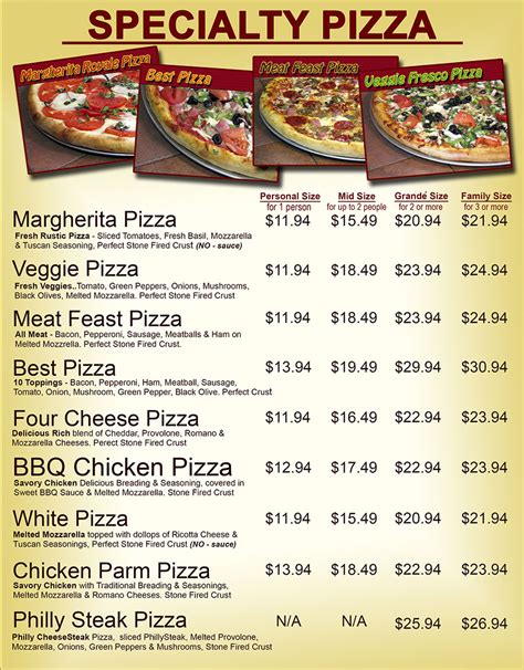 ny pizza menu