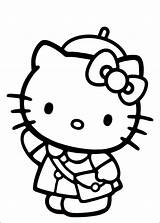 Kitty Hello Coloring Kids Color Pages Simple Print Characters sketch template