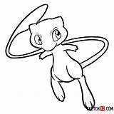 Mew Drawing Pokemon Draw Step Drawings Anime Sketchok Paintingvalley sketch template