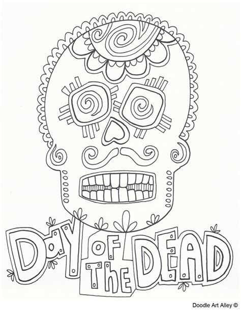 day   dead coloring pages doodle art alley