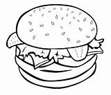 Coloring Food Hamburger Pages Junk Burger Printable Fast Kids Drawing Choose Board Easy sketch template