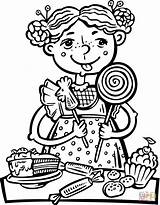 Eating Coloring Candy Girl Snacks Lot Pages Food Drawing Sweets Printable Healthy Children Clipart Girls Draw Factory sketch template