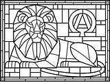 Glass Stained Coloring Pages Adults Lion Kids sketch template