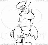 Crawdad Chef Lobster Mascot Depressed Character Clipart Cartoon Cory Thoman Outlined Coloring Vector sketch template
