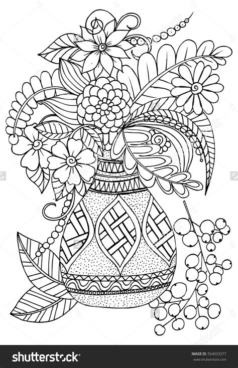 floral vase colouring page adult coloring books swear  adult