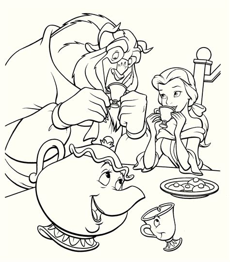 beauty   beast  colouring pages