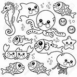 Animales Marinos Dibujo Marini Illustrazione Oceano Childrencoloring sketch template