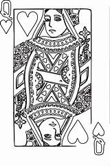Queen Hearts Coloring Pages Cards Deck Playing Card King Colouring Heart Clip Drawing Template Sheets Color Clipart Wonderland Alice Clker sketch template