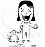 Cat Feeding Woman Clipart Coloring Happy Her Cartoon Cory Thoman Outlined Vector 2021 sketch template