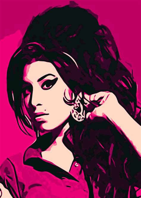 Amy Winehouse Pink Portrait Paint Canvas Print Self