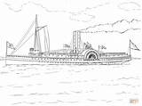 Schiffe Stoomboot Dampfschiff Kleurplaten Ausmalbild Steamboat Boote sketch template