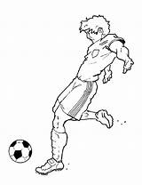 Ausmalbild Fussballspieler Joueur Fussball Malvorlage Kicking sketch template