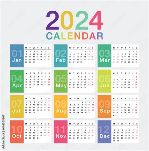 colorful year  calendar horizontal vector design template simple