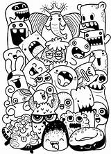 Doodle Monster Cute Vector Background Illustration Premium sketch template