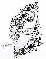 Pickle Morty Trippy sketch template