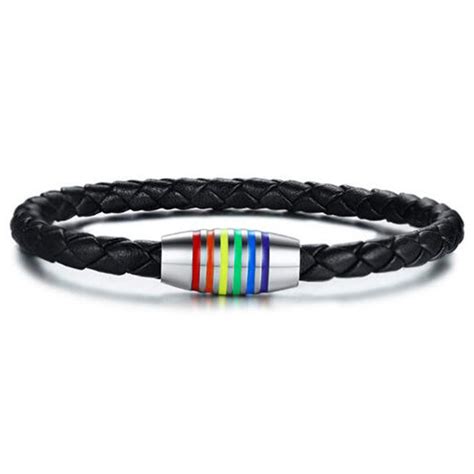 2021 lgbt gays pride lesbian black braided pu leather