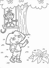 Dora Coloring Explorer Swing Pages Boots Kids Colouring Printable Book Supercoloring Fiesta Trio Worksheets Color Game Monkey Hellokids Fun Printables sketch template