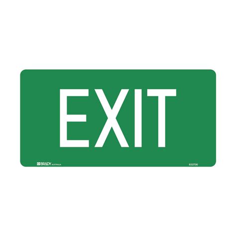 exit evacuation sign exit mm   mm  bradyglo  adhesive vinyl