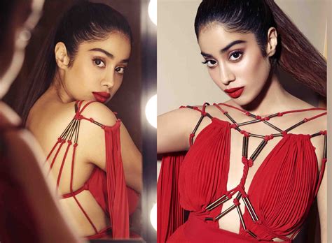 Jhanvi Kapoor Stunning In Red Backless Gown Filmy19