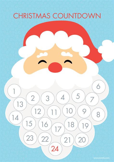 santa beard countdown  printable printable word searches