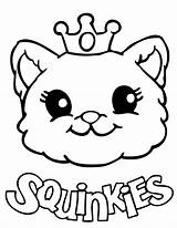Coloring Cute Pages Easy Cat Printable Girls Squinkies Print Drawing Color Sheets Kids Kawaii Dog Para Book Crown Chibi Filminspector sketch template