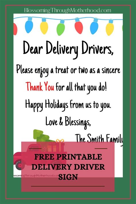 delivery drivers sign printable pleasant weblogs
