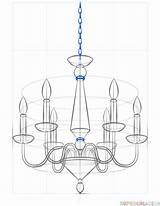 Chandelier Draw Drawing Step Sketch Drawings Tutorials Template Supercoloring Candles Choose Board Kids sketch template