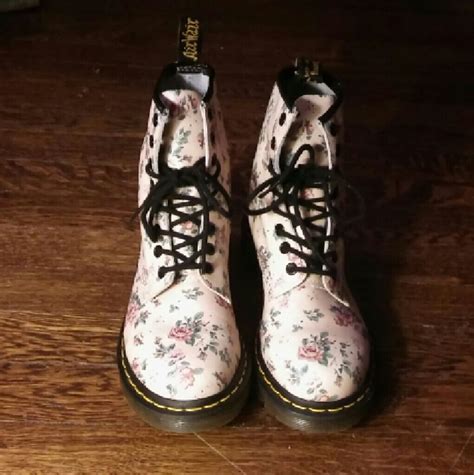 light pink floral  martens air wair boots  martens combat boots  martens boots