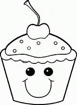 Coloring Smile Cupcake Popular Cute sketch template