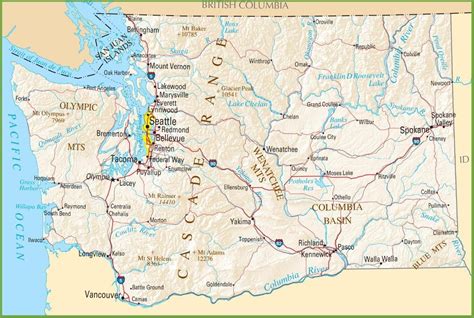 peel  stick poster  washington state road map city highway poster    adhesive sticker