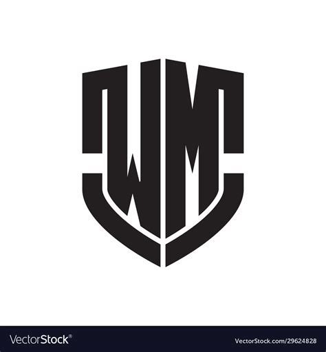 wm logo monogram  emblem shield shape design vector image
